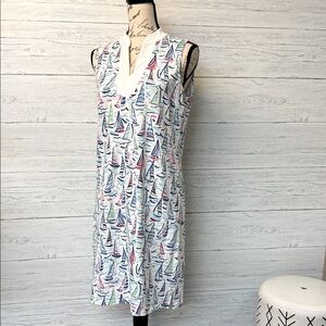 Sailboat Print Sleeveless Nautical Dress by Talbots